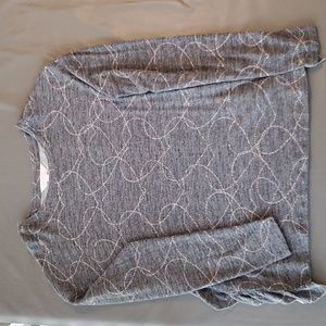 Lauren Conrad Ruffle Heart 💕 Side Slit Sweater Gray Pink Stretchy Womens XSmall